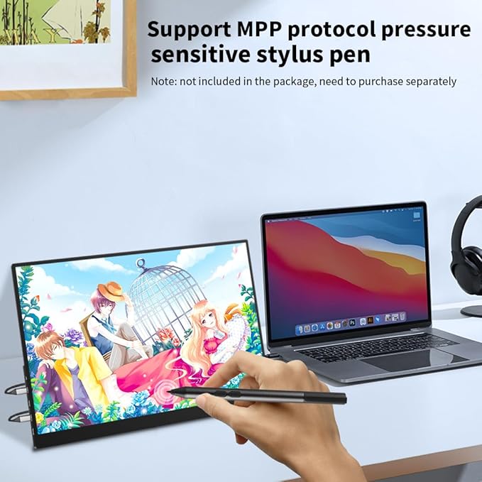 16 inch 4k OLED Touchscreen Portable Monitor 3840 x 2400 100% P3 Portable Display MPP Stylus Pen Compatibility 1MS Eye Care PC Monitor for LaptopMac NUC Mini PCVESA &amp Integrated Stand