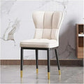 Adjustable Office Computer Chair with Armrest 1pcs Leather Finish Dining Chair with Backrest Sleek Black Legs with Gold Trim(Off-White)