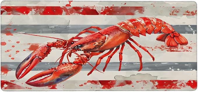 Red Vintage Lobster Large Mouse Pad Gaming Mousepad Desk Mat for Desktop Computer Keyboard Waterproof Mouse Mat Desk Pad with Non-Slip Base for Game School Office Home 35.4 x 15.7