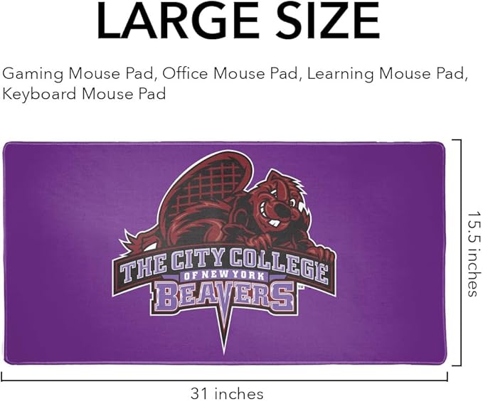 City College of New York Primary Logo Large Gaming Mouse Pad Desk Mat with Stitched Edges Non-Slip Base for Gamer Home and Office 31.5 x 15.7