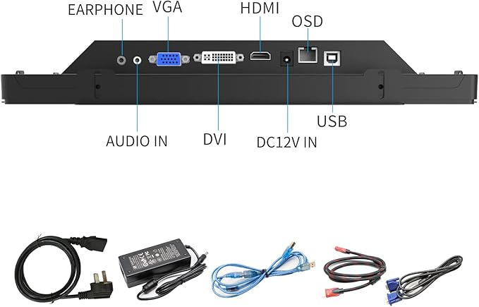 GreenTouch 13.3 Inch 10 Points Open Frame Touch Display Industrial PCAP Touchscreen Monitor VGA+HDMI+DVI Port - 16:9