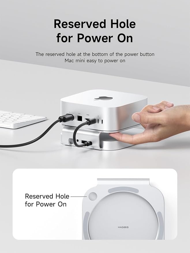 Hagibis Mac mini M4 Hub &amp Stand with 40Gbps SSD Enclosure 3 in 1 USB Type-C Docking Station with 40Gbps M.2 NVMe SSD Case USB2.0 * 3 3.5mm Jack AUX (MC60 Pro)