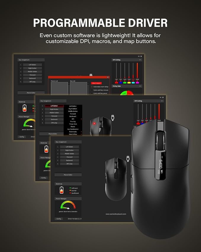 G59 Wireless Gaming Mouse PAW3950 Sensor 30000 DPI 8000Hz Polling Rate Programmable Buttons RGB 68g Tri-Mode Lightweight Esports Mouse for PC/Laptop/Mac