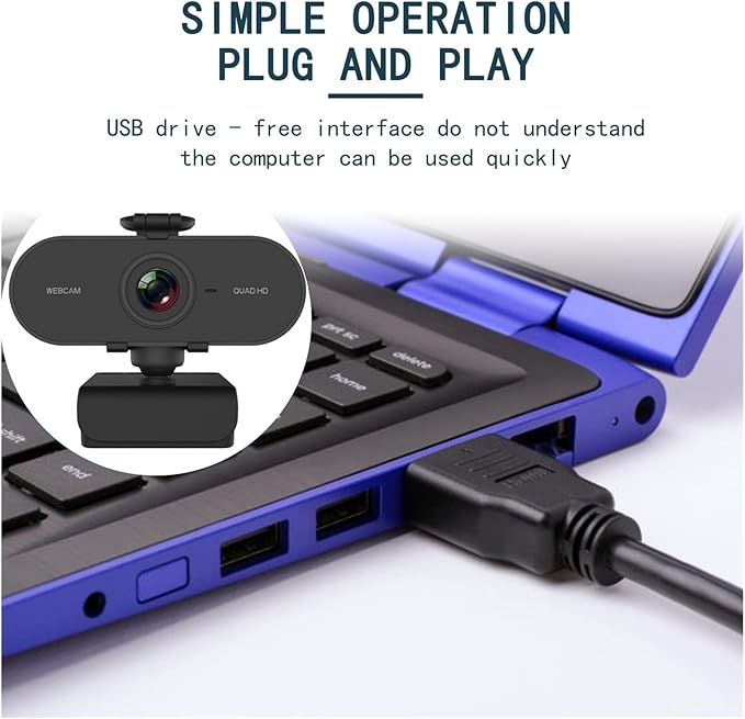 Webcam 2K Full HD Web Camera with Microphone USB Plug Video Web Cam for PC Computer Laptop Mini Cam Accessories Gamer Webcast for Business Meetings