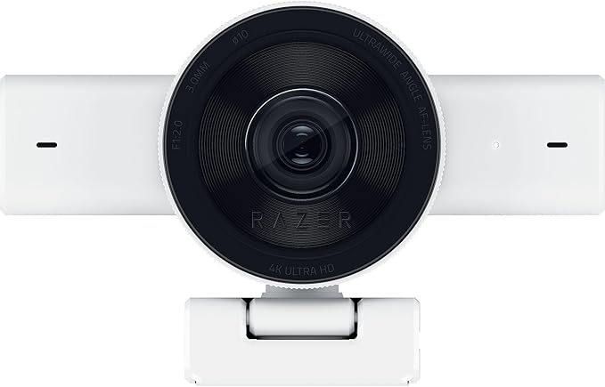 Razer Kiyo V2 Streaming Webcam: 4K 30 FPS 1080p 60 FPS - AI Powered Auto-Framing - Built-in Microphone - Ultrawide Angle Lens - Privacy Cover - Works with OBS Xsplit Discord Zoom Teams - White
