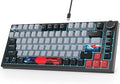 Fogruaden Wired 75% Mechanical Keyboard Hot Swappable Gasket Mount With Red Switch RGB Backlit 82 Keys TKL NKRO Compact Gaming With Knob (Dolch)