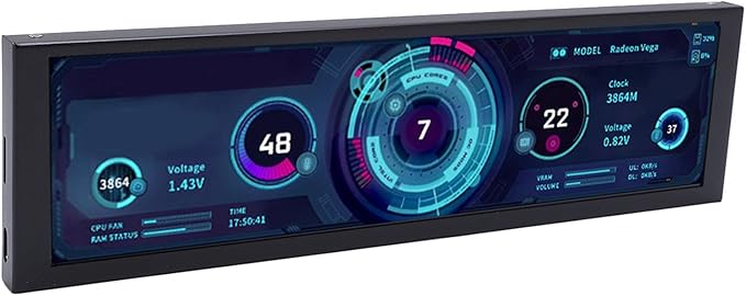 Bewinner 8.8 Inch PC Display Screen Aluminum Alloy Shell Auto Play Function Built in Decoding Chip HDMI Display 1920x480 for PC Laptop with Type C for Convenient Installation
