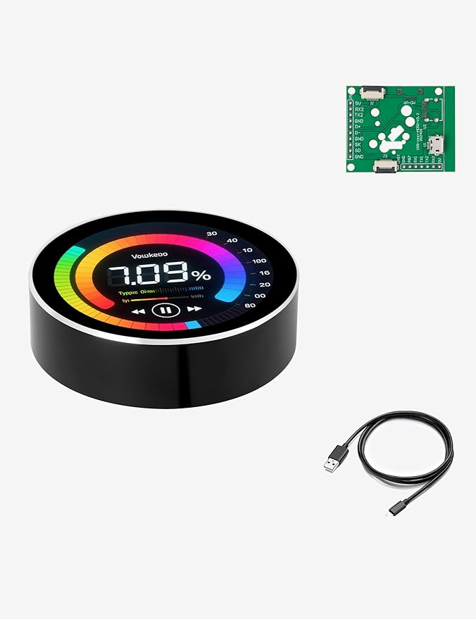 ESP32-C3 Round Knob Display 1.28 Inch 240×240 IPS TFT esp32 Development Board with Display for LVGL WiFi BLe Uart Rotary (Black)