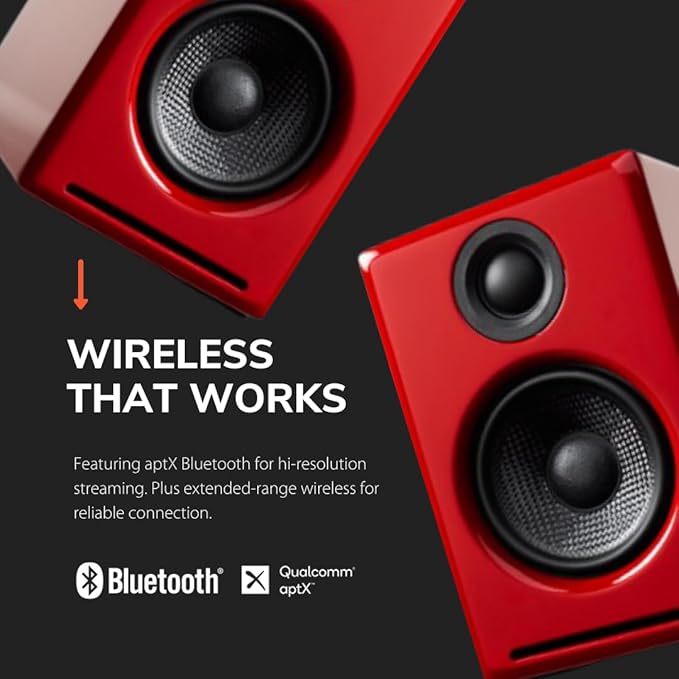 Audioengine A2 Red Computer Speakers with 210W S6 Subwoofer and DS1 Stands