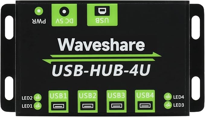 Waveshare Industrial Grade USB HUB Extending 4X USB 2.0 Ports Suitable for Industrial/Office Environments with Higher Level Device Requirements