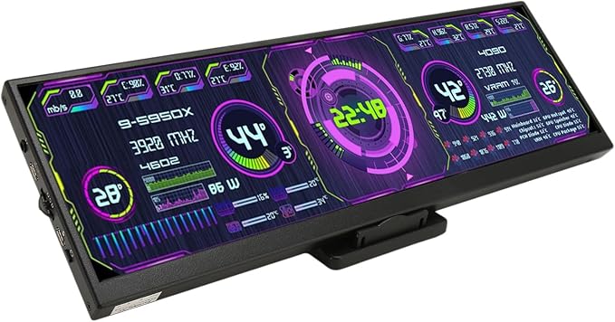 Zopsc Computer Temp Monitor 12.7 Inch 4K PC Sensor Panel Display for aida64 Sub USB Mini Screen CPU GPU Data Monitor for PC Laptop Desktop