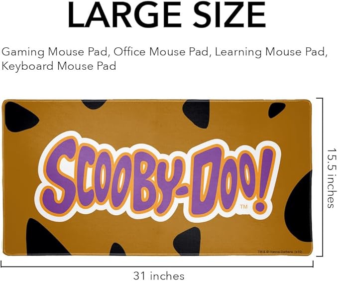 Scooby-Doo Logo Large Gaming Mouse Pad Desk Mat with Stitched Edges Non-Slip Base for Gamer Home and Office 31.5 x 15.7
