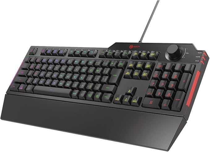 Elecom TK-G02UMBK Wired Gaming Keyboard with Detachable Wrist Rest Volume Dial Membrane Full Key Black