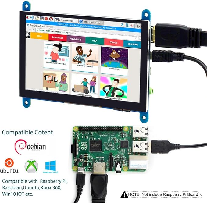 ELECROW 5 Inch Touch Screen Monitor for Raspberry Pi - 800×480 Mini Monitor Touchscreen LCD Display Compatible with Raspberry Pi 5/4/3B+/3B BB Black Banana Pi Jetson Nano Windows PC