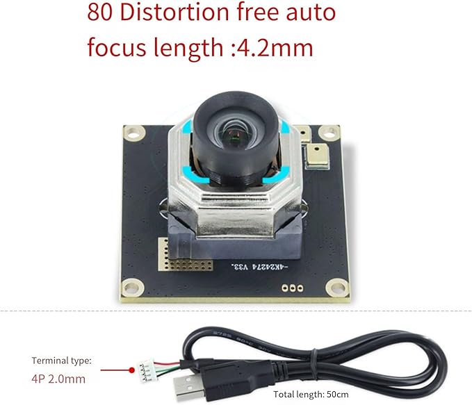 USB Camera Module Featuring IMX274 Sensoring for 4K Imagery 3840x2160 at 30FPS with Digital Microphone Autofocus Option