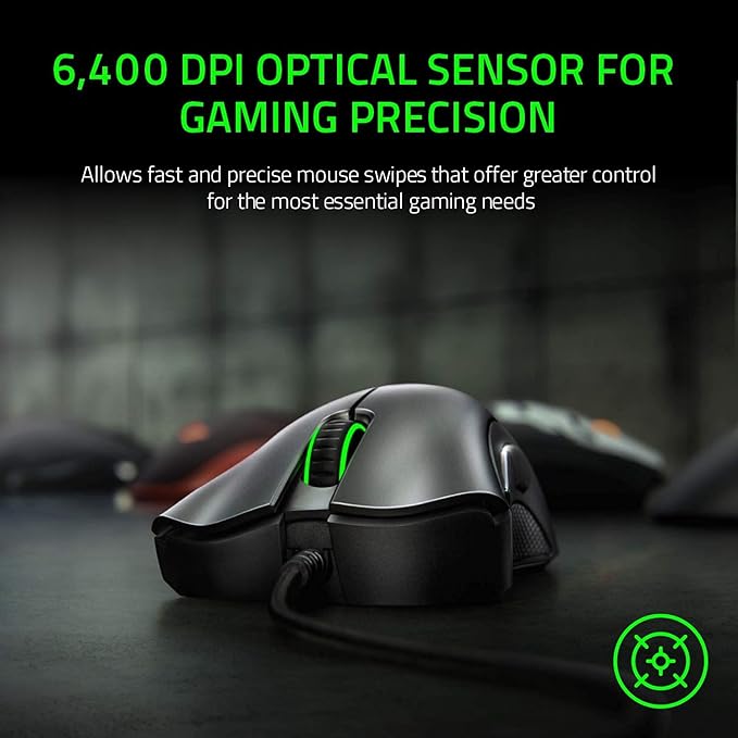 Razer DeathAdder Essential Gaming Mouse: 6400 DPI Optical Sensor - 5 Programmable Buttons - Mechanical Switches - Rubber Side Grips - Classic Black(Pack of 10)
