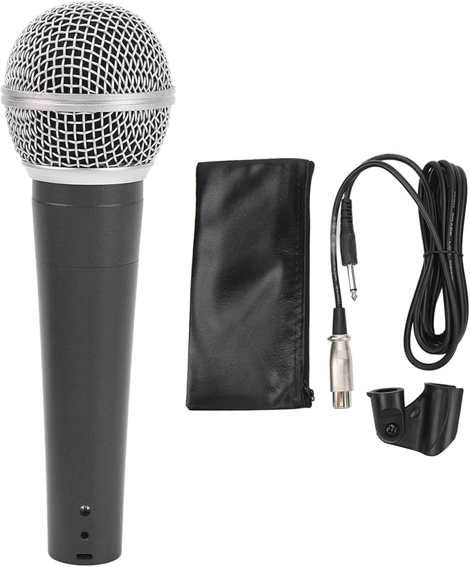Professional Handheld Wired Microphone Dynamic Mic with Steel Mesh Grille for KTV Stage Performance 6.5mm Copper Cable