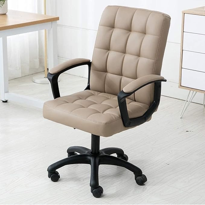 Home Office Chair Executive and Ergonomic Swivel Chair Adjustbale Height Leather Desk Gaming Chair High-Back Office Chair for Study Bedroom Bearing Capacity: 330 Lbs ( Color : Khaki  Size : With mass