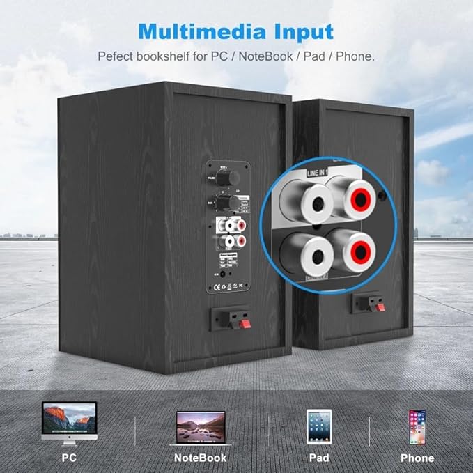 JSEIAJB 60W 2.0 HiFi Speaker Bookshelf Speaker Sound System Music Speakers for TV Computer Soundbar