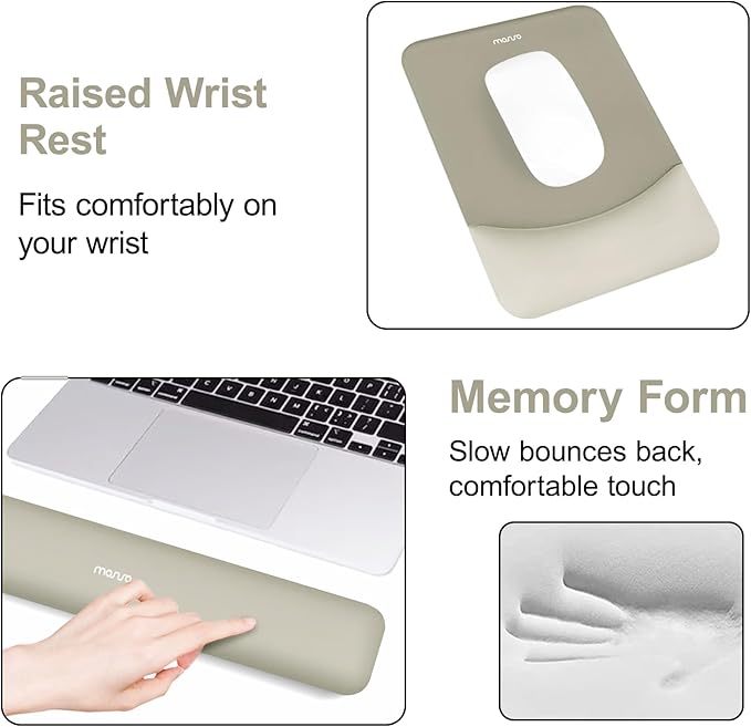MOSISO Keyboard Mouse Pad Set Large Gaming Mouse Pad&ampRectangular Keyboard Wrist Rest&ampMousepad with Wrist Rest&ampCoaster Ergonomic Non-Slip&ampEasy Typing Pad with Curved Silicone Lining