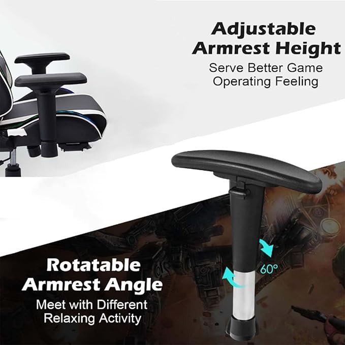 TBQATNTS Adult Computer Chair with FootrestHigh Back Video Gaming ChairErgonomic Massage Computer Gaming Chairwith Speakers and Led LightsAdjustable Armrest Heightfor Office Or GamingRed
