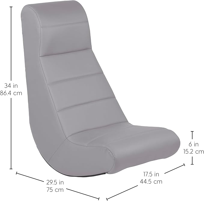 Factory Direct Partners Soft Ergonomic Horizontal Soft Floor Video Rocker - Cushioned Ground Chair Great for Reading Gaming or Watching TV for Kids Teens and Adults - Gray 10489-GY
