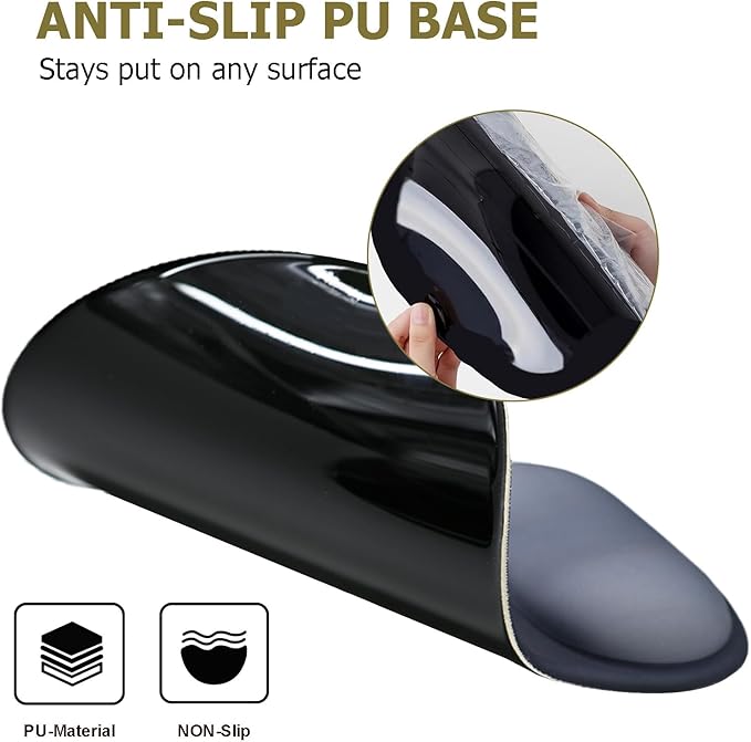 Gel Mouse Pad with Wrist Rest Ergonomic Office Keyboard Wrist Rest and Mousepad with Wrist Support Computer Mouse Pad with Non-Slip PU Base and Desk Accessories Mat for Home &amp Gaming Onyx Black