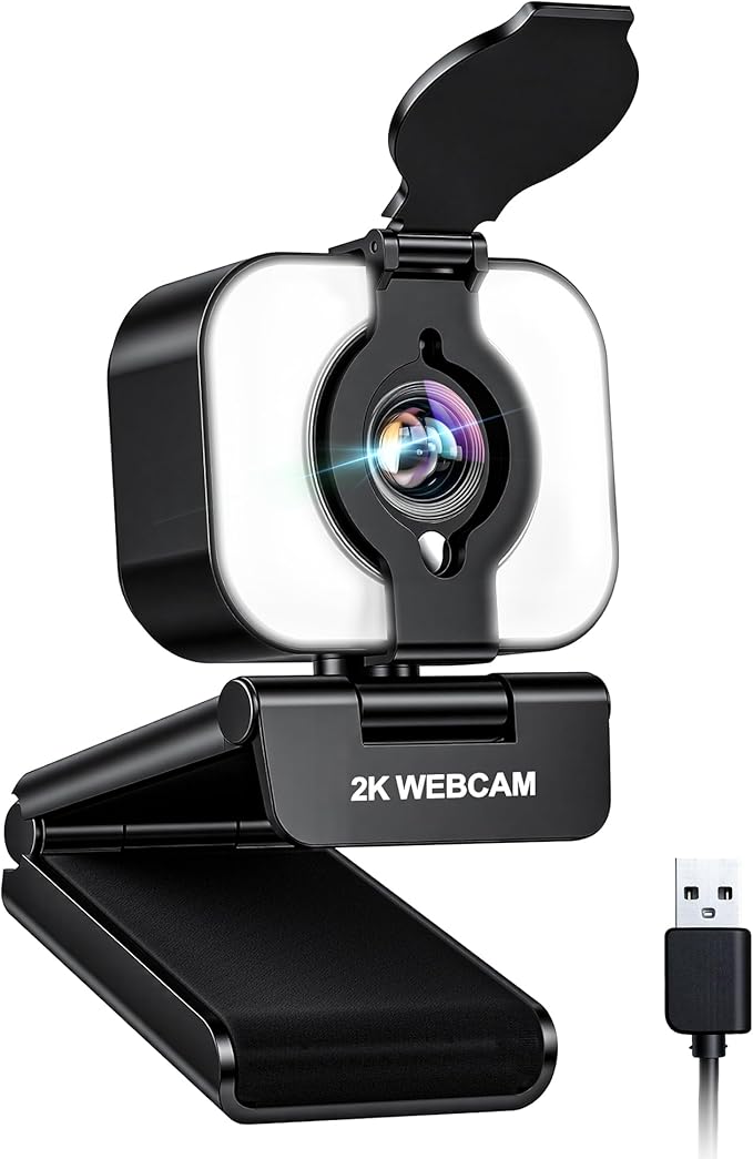 Atatat 2K QHD Webcam for PC with Microphone &amp Light &amp Privacy Cover Web Camera for Desktop Computer Laptop &amp MacBook Integrated Autofocus &amp Noise Canceling Mic for Zoom Meetings S