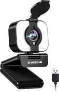 Atatat 2K QHD Webcam for PC with Microphone &amp Light &amp Privacy Cover Web Camera for Desktop Computer Laptop &amp MacBook Integrated Autofocus &amp Noise Canceling Mic for Zoom Meetings S