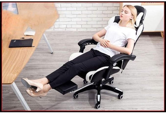 Office Chair E-Sports Chair Racing Game Chair Ergonomic Computer Chair Telescopic Footrest Seat PU Leather Headrest Lift Swivel Chair Chair (Color : C) Needed