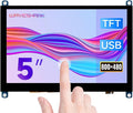 Waveshare 5inch Capacitive Touch Screen LCD Slimmed-Down Compatible with Raspberry Pi 5/4B/3B+/3A+/2B/B+/A+/Zero/Zero W/WH/Zero 2W CM3+/4 800×480 Resolution HDMI Toughened Glass Panel Supports Windows