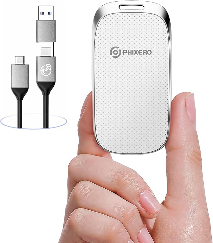 PHIXERO P20 External Portable SSD 512GBup to 2050Mb/sExternal Solid State Drives with 2 in 1 USB C Cable with LED IndicatorUSB 3.2 Gen 2 Portable Hard Drive for iPhone 15/16 PRO Mac PC &amp Lapt