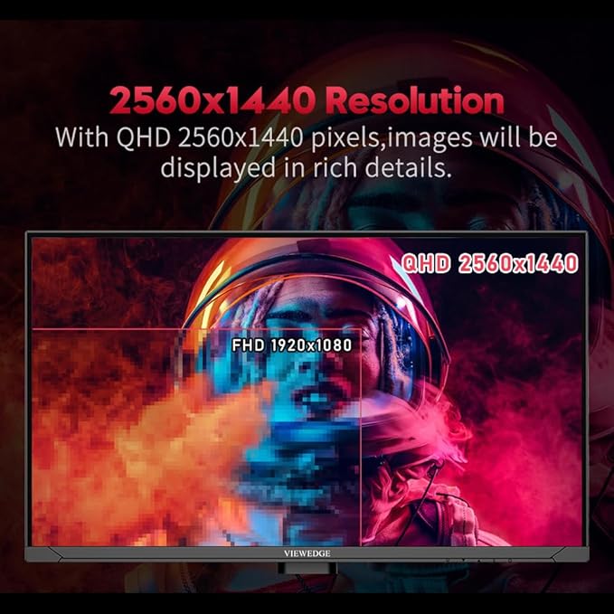 Viewedge 27 inch Gaming Monitor QHD (2560x1440p) 240Hz Computer Monitor 1ms HDR10 IPS DisplayPort HDMI 2K Vertical Monitor Wall Mountable Built-in Speakers