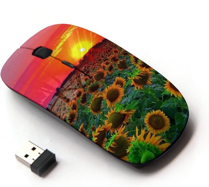Graphic4You Yellow Sunflower Ergonomic Wireless Mouse with Nano Receiver