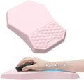 Ergonomic Mouse Pad Wrist Rest Support Massage Design Surface for Carpal Tunnel Pain Relief Memory Foam Non-Slip PU Base for Computer Desk Pink
