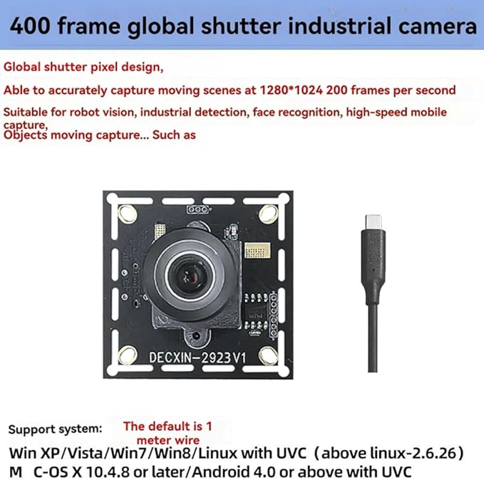 USB3.0 Global Shutter Camera 1.3MP 6mm Industrial Camera Module 400 Frames Driver-Free for WINXP/7 8 10 Linux Android