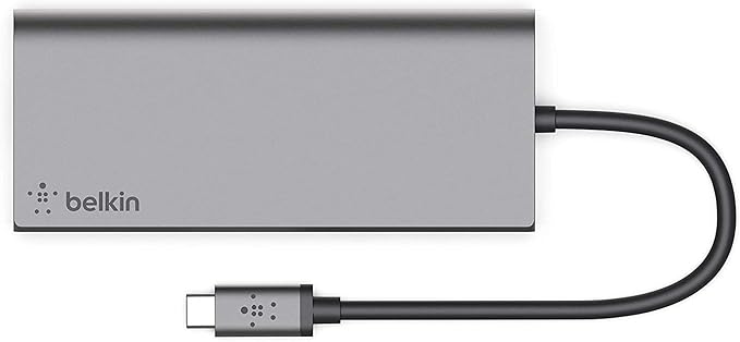 Belkin USB-C Hub 6-in-1 Multi-Port Docking Station for iPad iPad Pro iPad mini MacBook &amp More - 60W Power Delivery 3.0 4K HDMI USB-A Ethernet &amp SD Card Ports