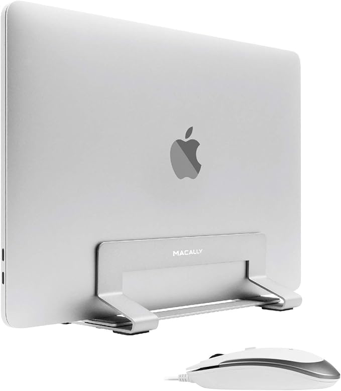 Macally USB C Wired Mouse and an Adjustable Vertical Laptop Stand Bring Elegance to Your Workspace