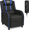 DORTALA Massage Gaming Chair for Adults Adjustable Recliner Sofa w/Footrest and Massage Function Adjustable Living Room Recliner Home Theater Seating PU Leather 330LBS Weight Capacity Blue