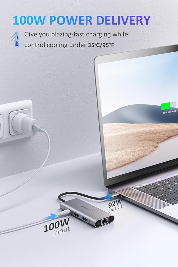 UtechSmart USB C Hub 2 Packs USB C Ethernet Multiport Adapter 6 in 1 USB C to HDMI Dock Compatible for MacBook Pro/Air Chromebook Dell XPS HP(Gigabit Ethernet 100W PD 4K HDMI USB 3.0)