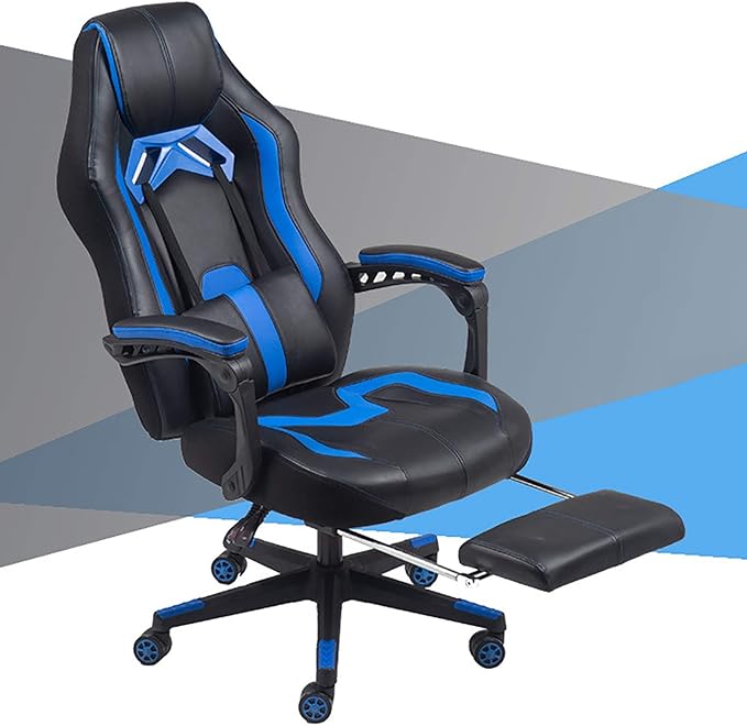 Office Chair Gaming Chair Computer Chair Height Adjustable Gaming ChairHigh Back Office Chair Ergonomic Computer Chair with Headrest FootrestPU Leather Game Chair Racing Style Recliner Swi