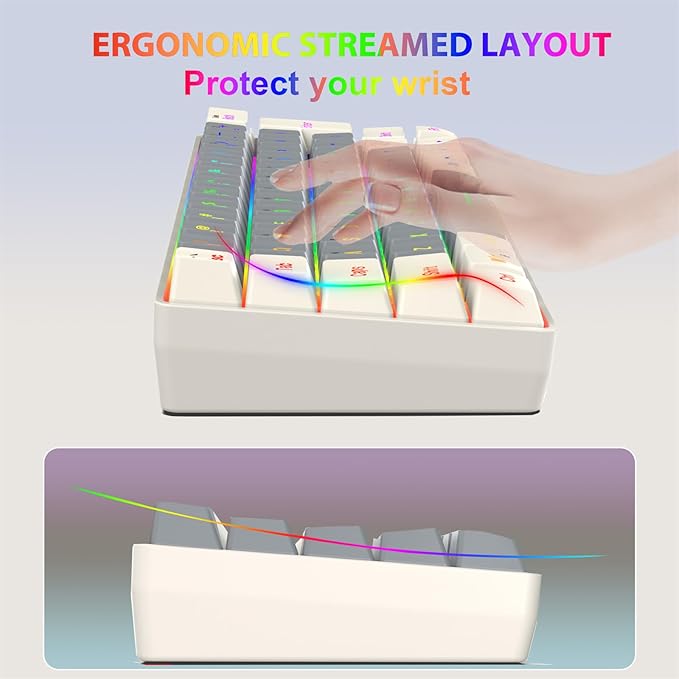 Mechanical Gaming Keyboard with LED Backlits Keyboard 63 Keys Corded Computer Keyboard for Laptop PC Gamers Office Work