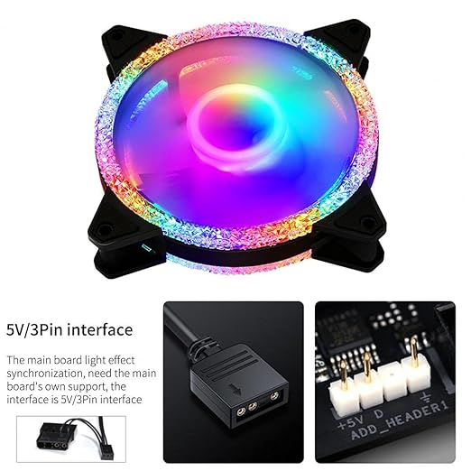 Pro PC Case Fan RGB 120mm Aura SYNC 5V/3pin Quiet CPU Cooler Sets 6 Pin Radiator Adjust Color &amp Speed