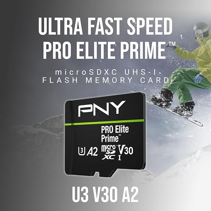 PNY 128GB PRO Elite Prime C10 U3 V30 A2 microSDXC Flash Memory Card – Ultra-Fast Speeds Read 200MB/s Write 150MB/s 4K UHD Full HD UHS-I for Smartphones Drones Action Cameras 2-Pack