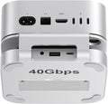 Qwiizlab 40Gbps Mac mini M4/M4 Pro Stand Hub with USB4 NVMe SSD Enclosure USB-C Host 3 USB-A 2.0 3.5mm Audio Supports M.2 PCIe up to 8TB Compatible with Thunderbolt 4/5