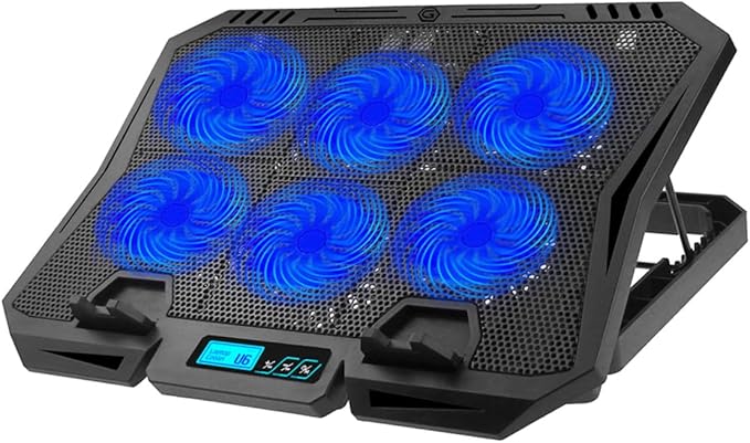 Kisangel Laptop Cooling Pad 15.6 Inch with Adjustable Fan Speed and Blue LED Quiet Wind Cooling Stand for Gaming and Office Laptops USB Powered Cooler