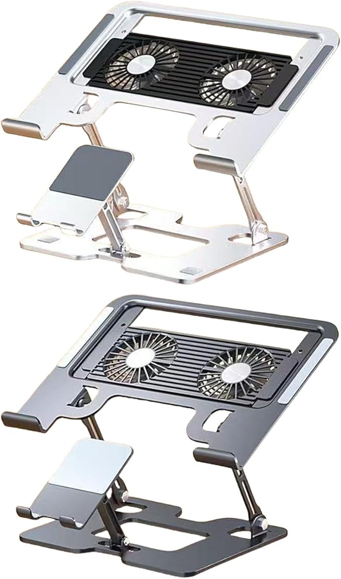 Adjustable Laptop Phone Cooling Stand 2 in 1 Foldable Tablets Holder for Ergonomic Adjustable Stand Lightweight Portable Cooling Station