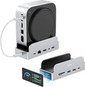 RayCue SmartDock Pro for Mac mini M4 Dock Stand with M.2 NVMe SSD Enclosure 4K 60Hz HDMI 10Gbps USB-C/A Gigabit Ethernet SD/TF Card Readers – Space-Saving Vertical Hub Compatible with Mac mini