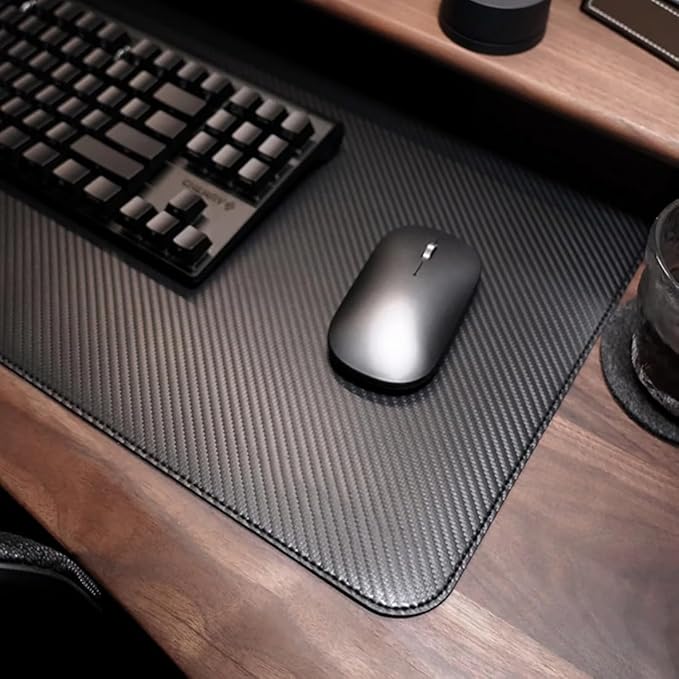Ultra Thin Gaming Desk Pad Mat Carbon Fiber Texture Large Mouse Pad for Home Office Protection and Decor Double Sided(B31.5x15.8)