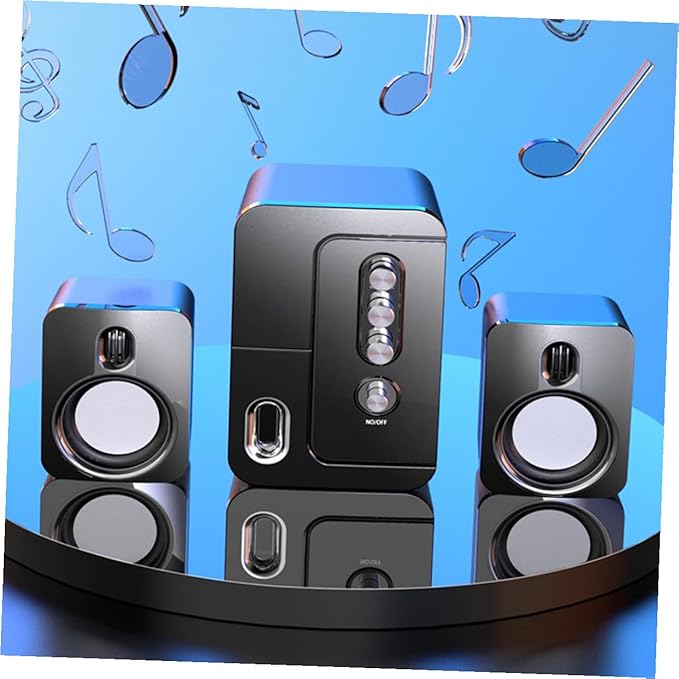 VILLCASE USB Computer Laptop Desktop Speakers 3D Surround Sound Loudspeaker Box with Bass Black Versatile Audio Speakers for Home Office and Gaming